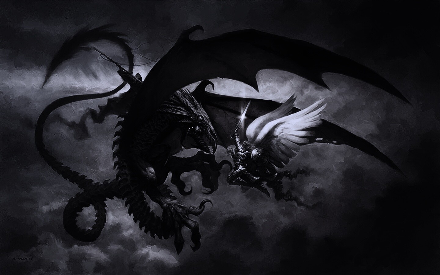 Ангел против дракона обои