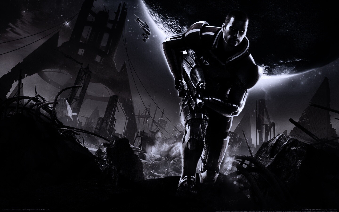 Капитан Шепард на руинах обои