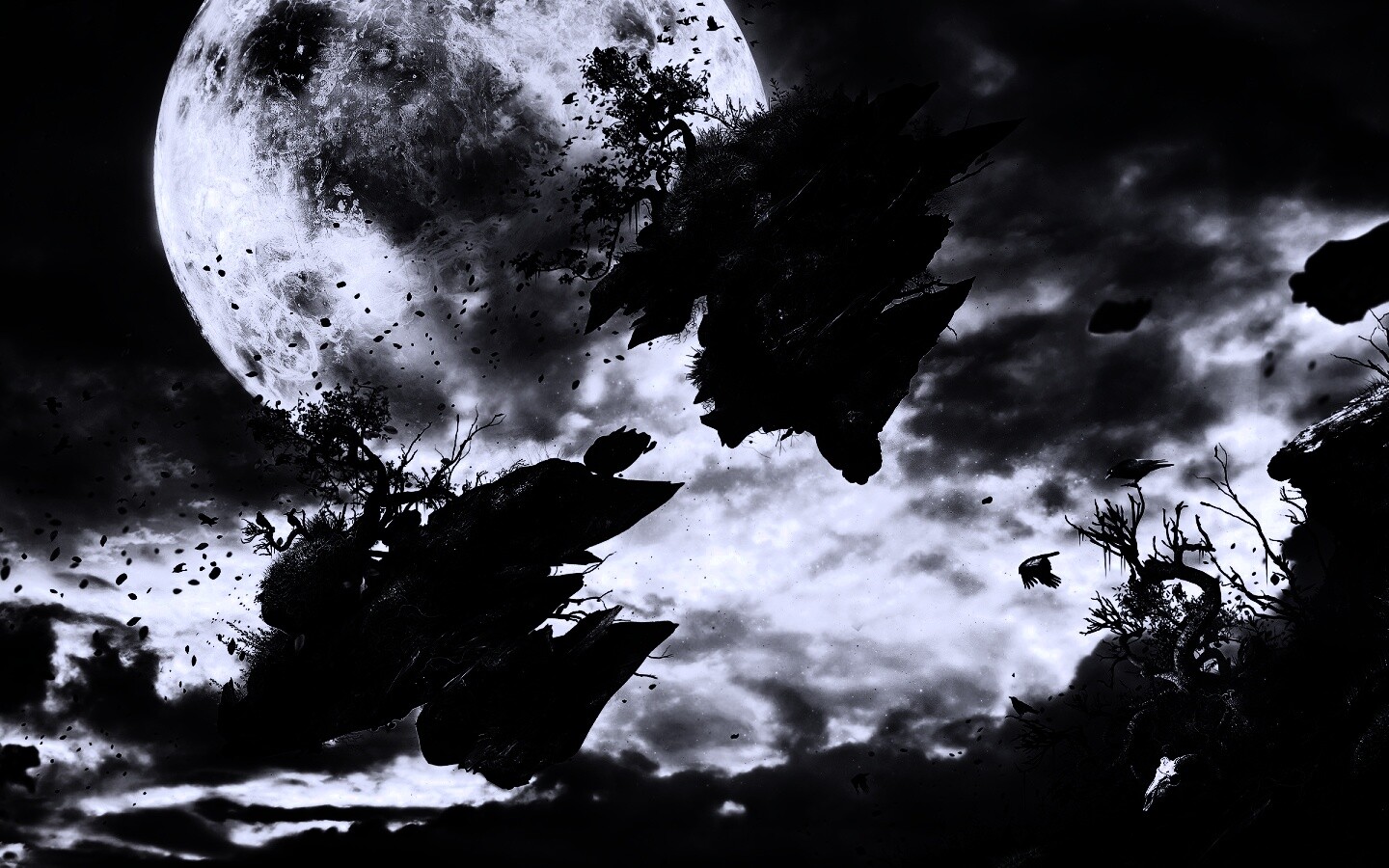 Летящие куски земли обои