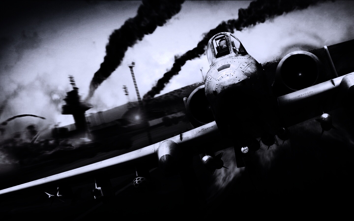 Самолет взлетает с атакованного аэродрома обои