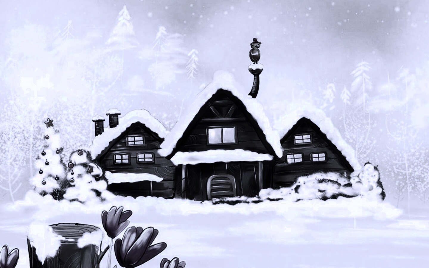 Деревня в новый год обои