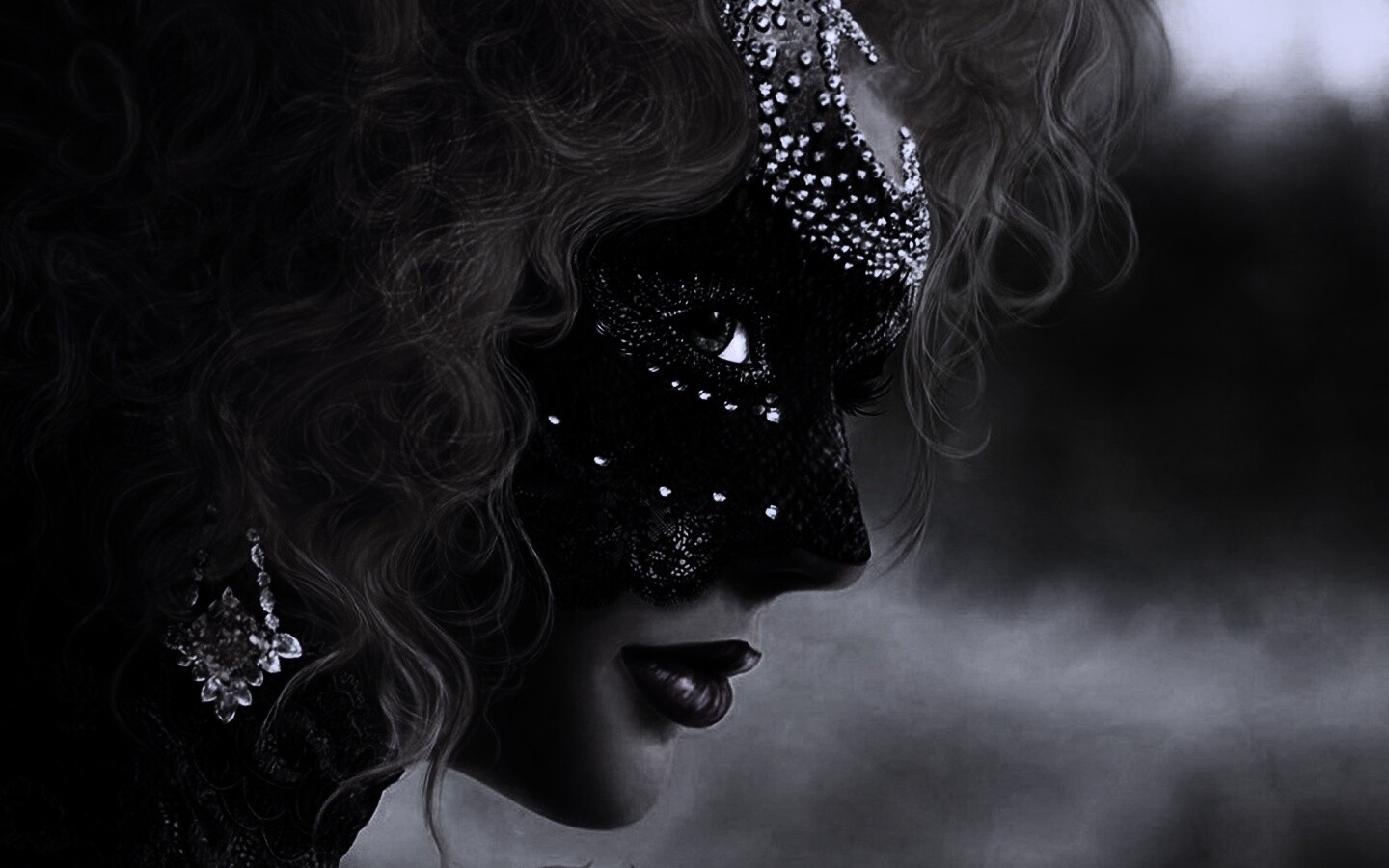 Девушка в карнавальной маске обои