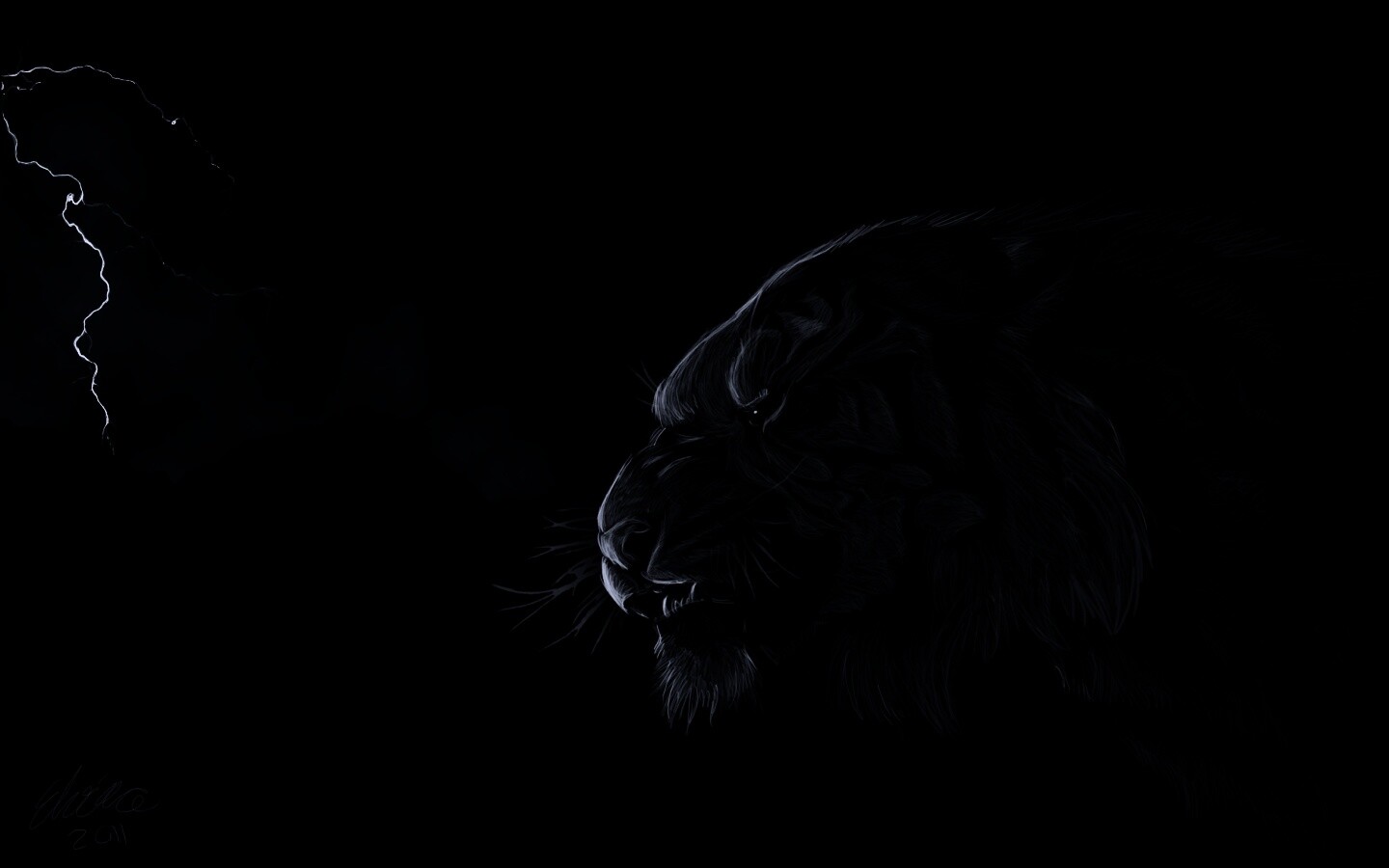 Рисунок грозного тигра обои