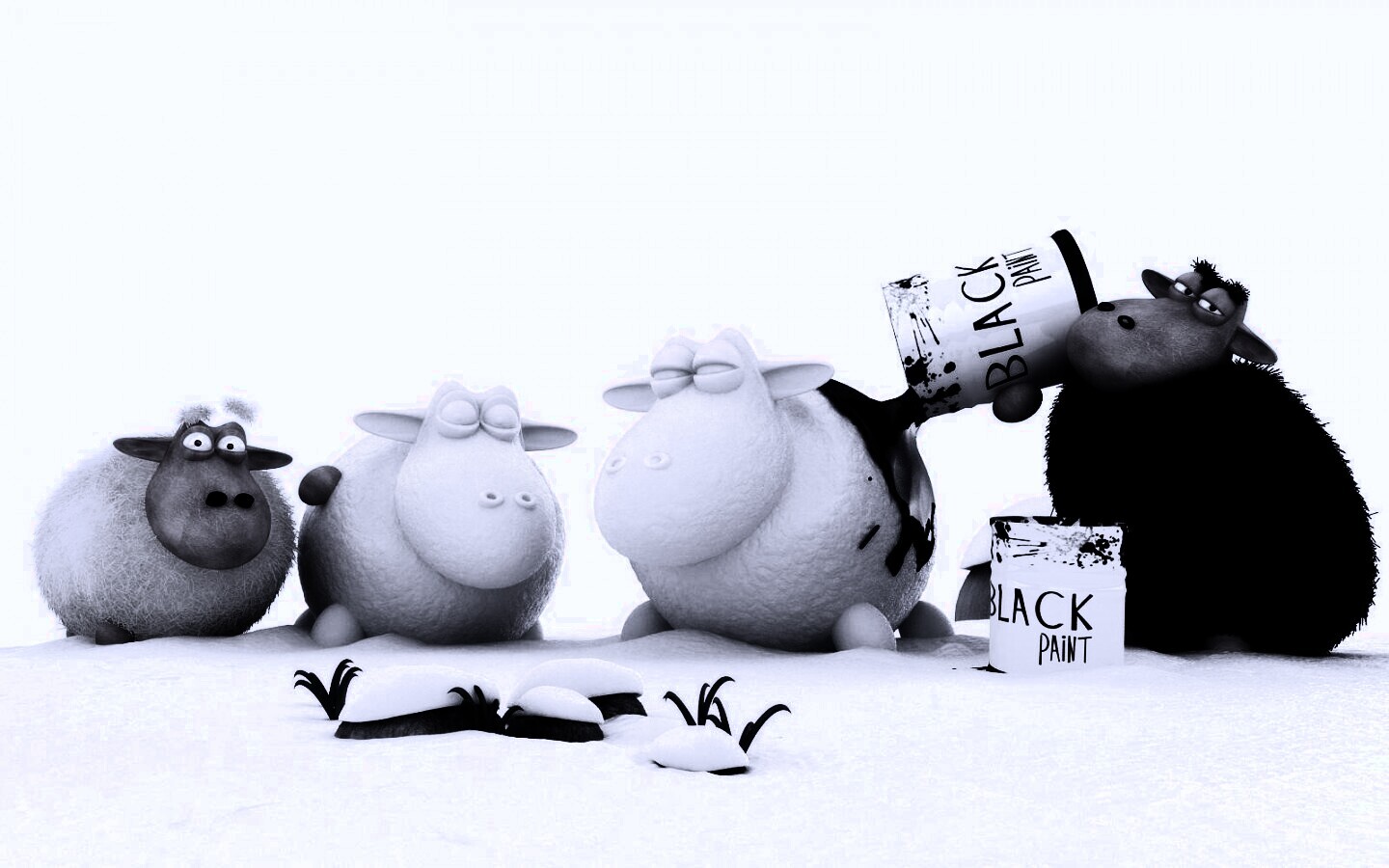 Овечки лепят снеговиков обои