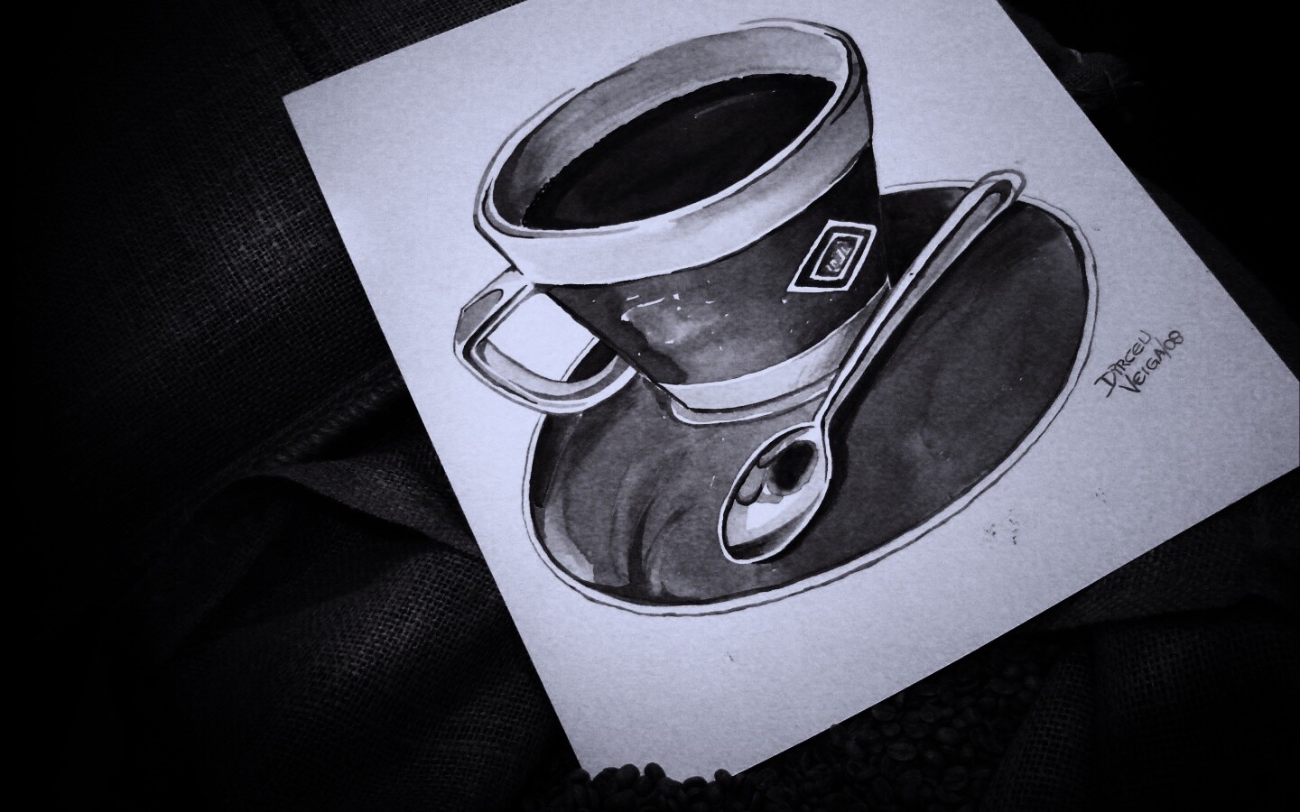 Нарисованная чашка кофе обои