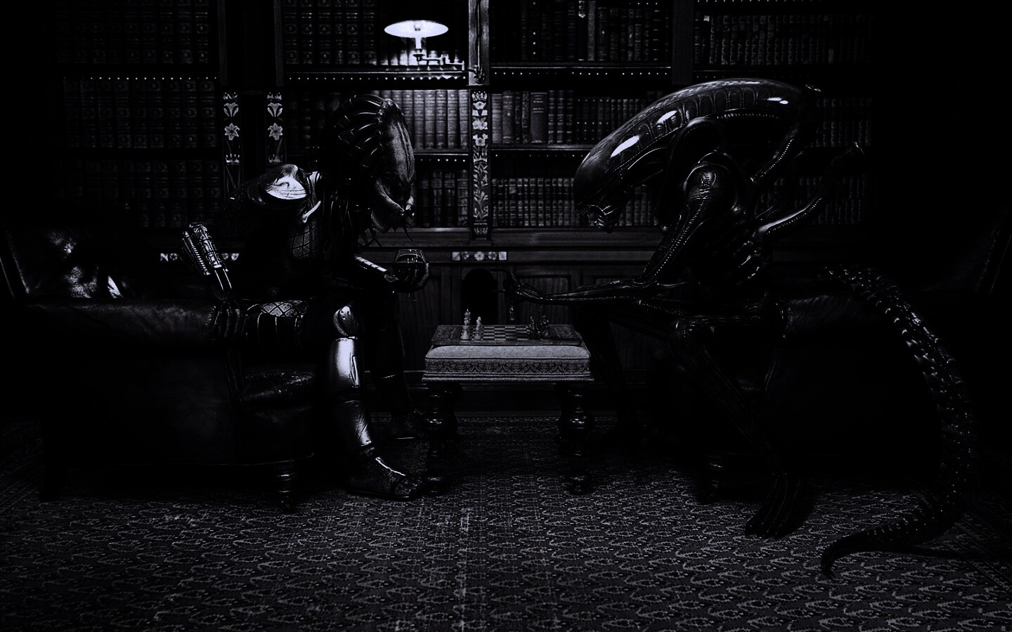 Чужой против хищника в шахматы обои