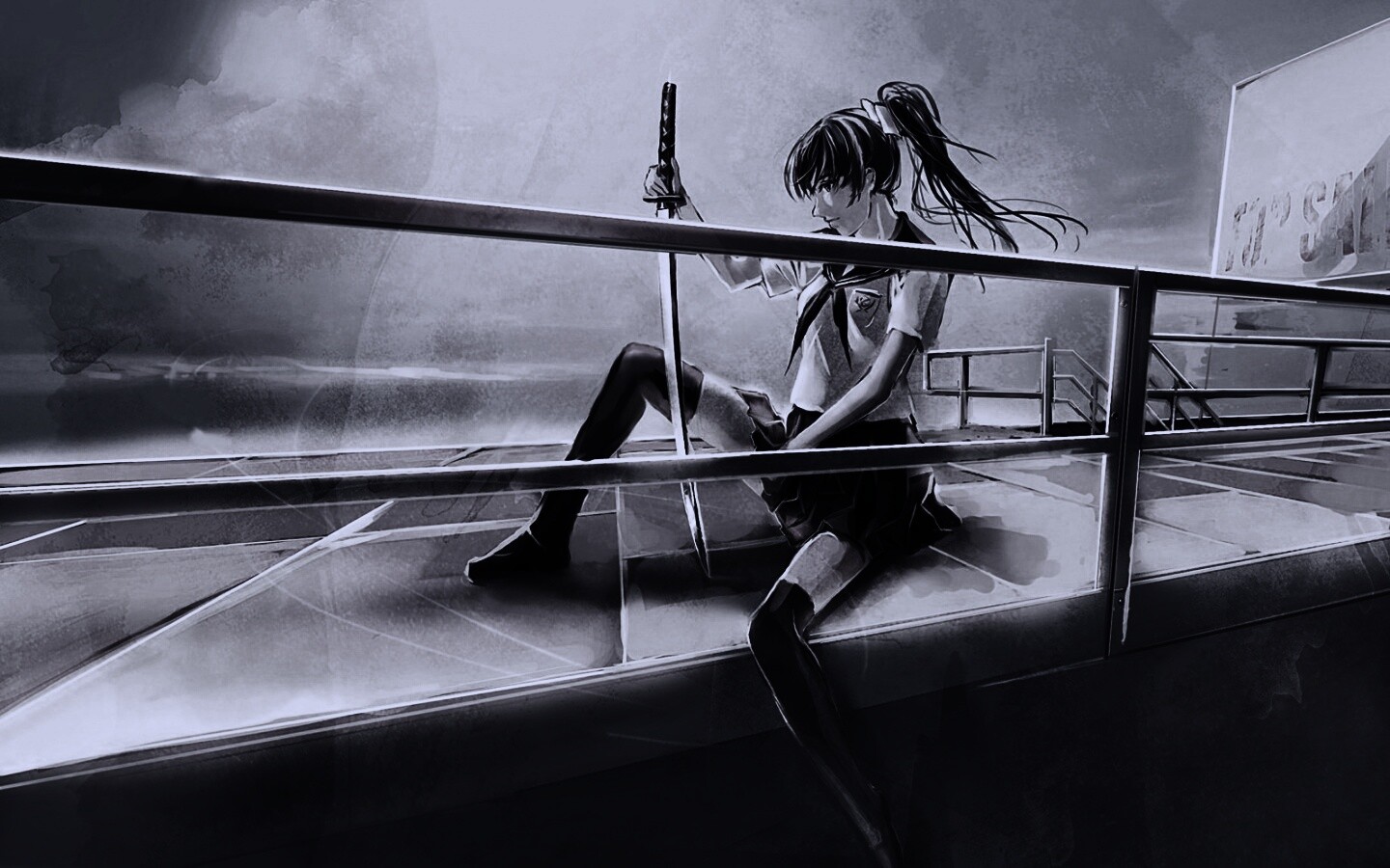 С катаной в руке обои