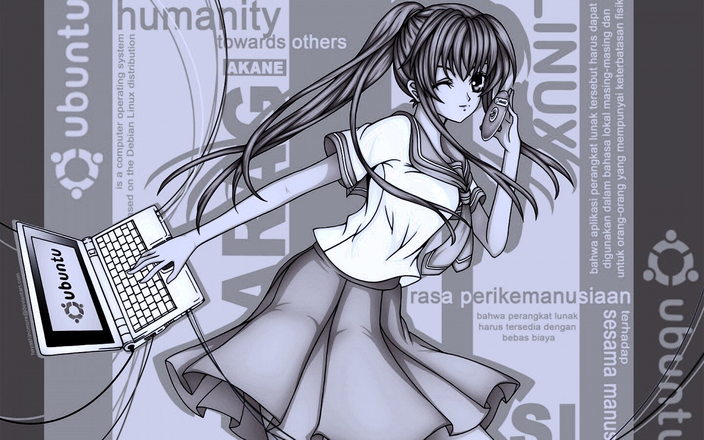 Ubuntu  в аниме обои