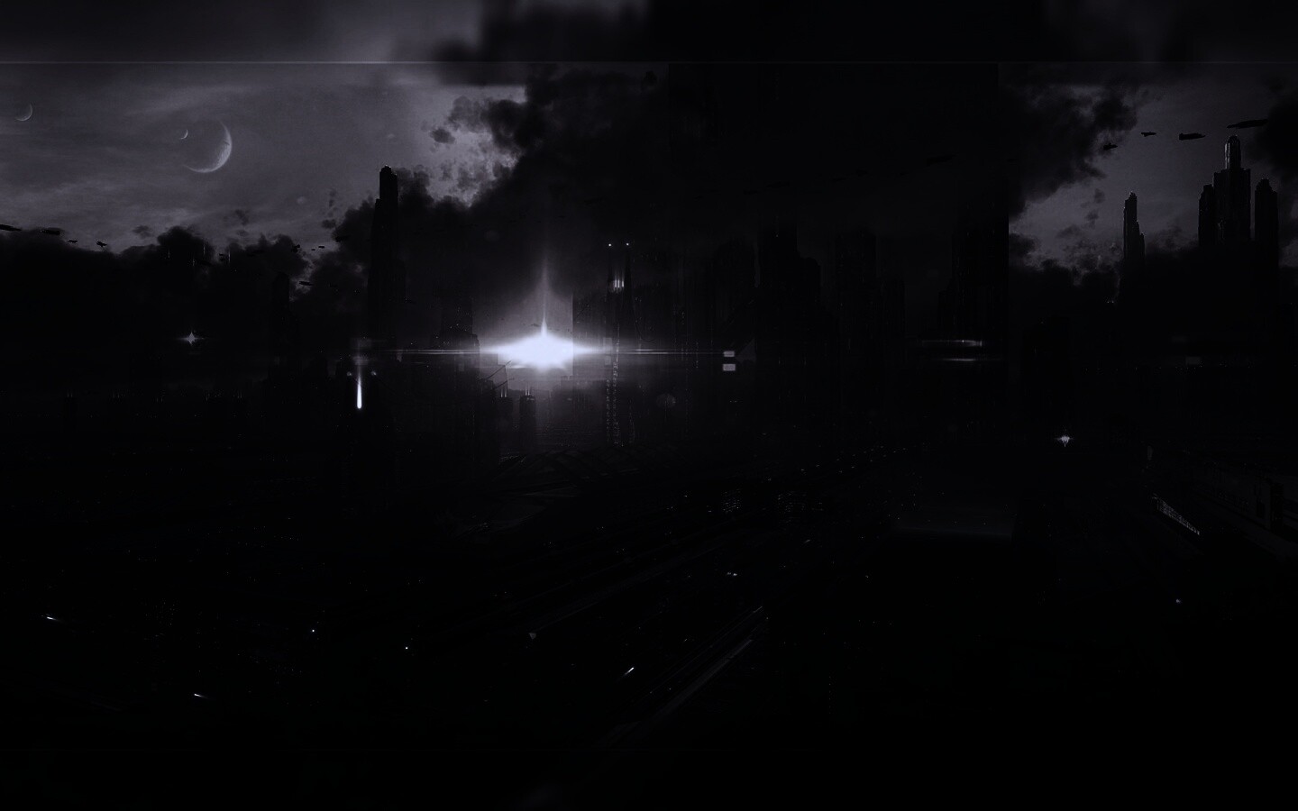 Закат в инопланетном городе обои