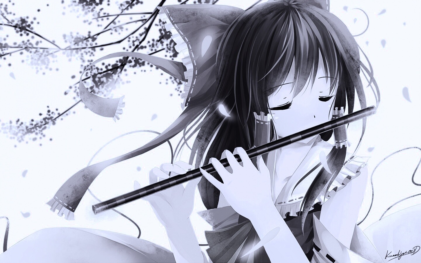 Девочка играет на флейте обои