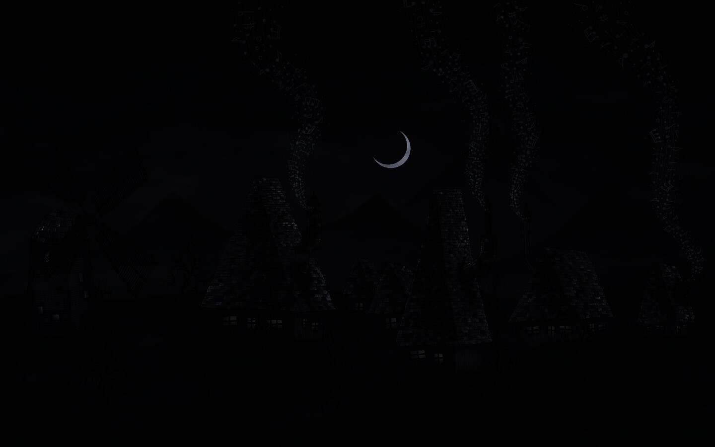 Ночная деревенька обои