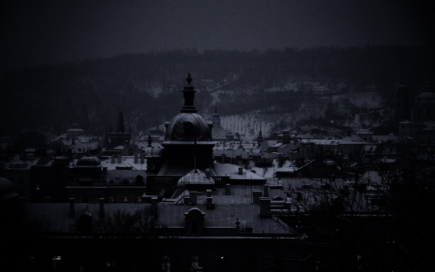 Город зимой обои