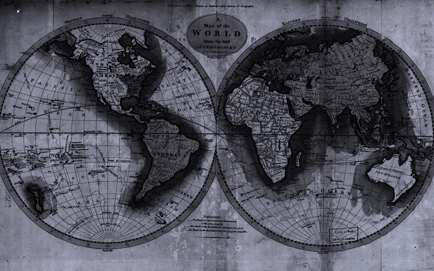 Старинная карта мира обои