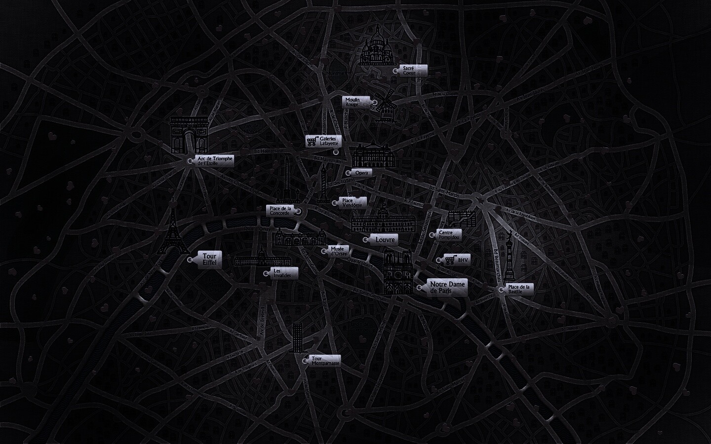 Карта Парижа обои