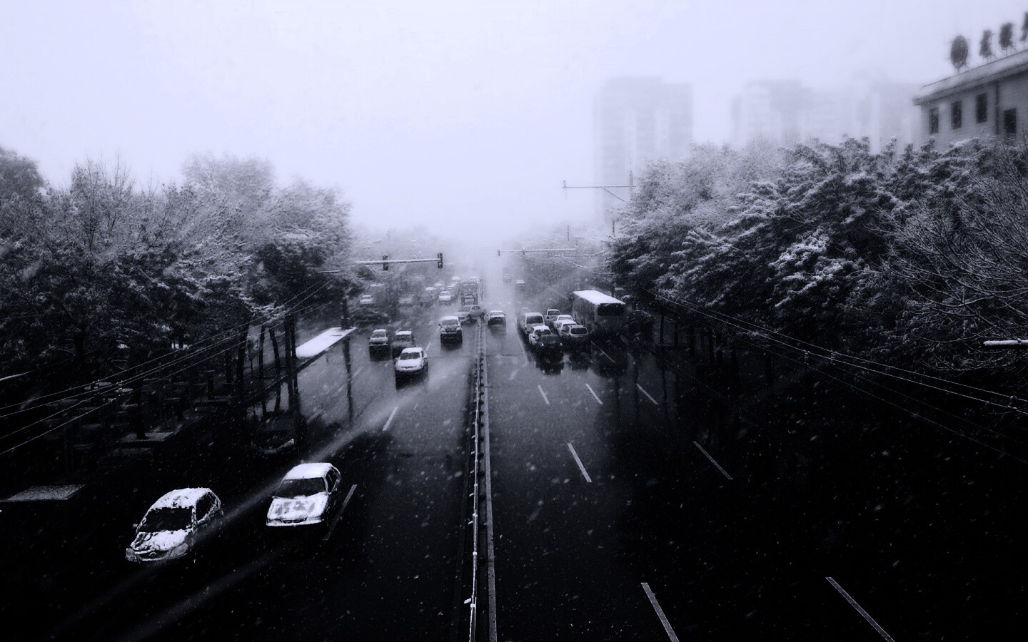 Снегопад в токио обои