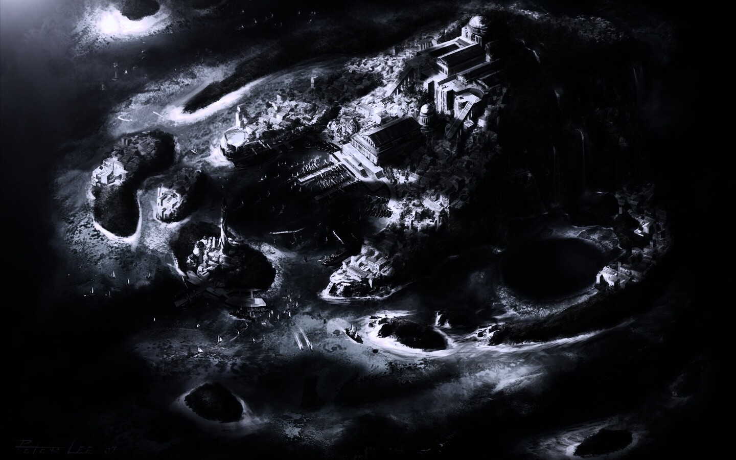 Город на острове обои