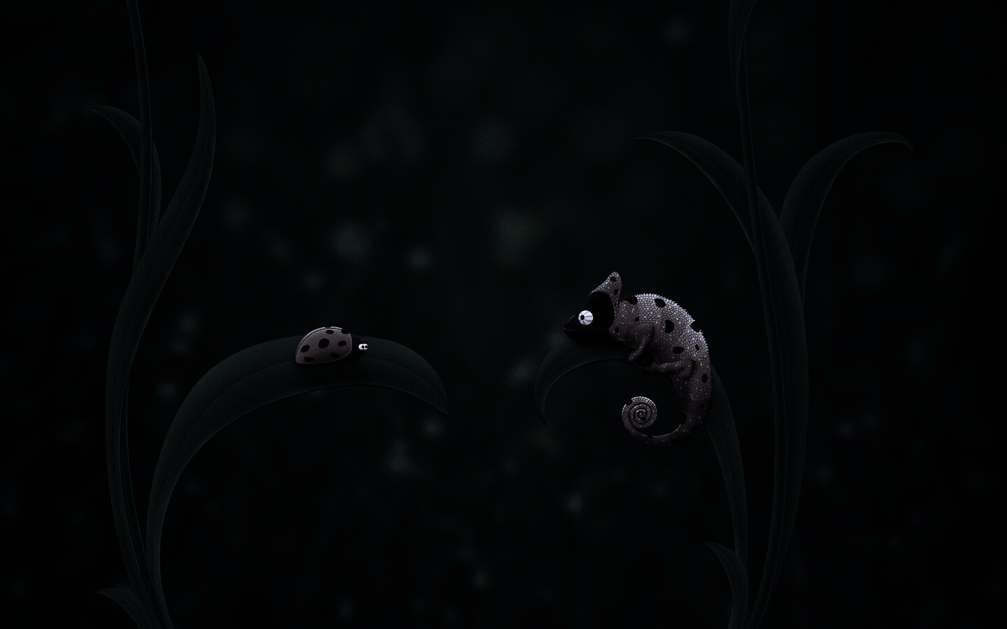 Хамелеон  замаскированный под божью коровку обои