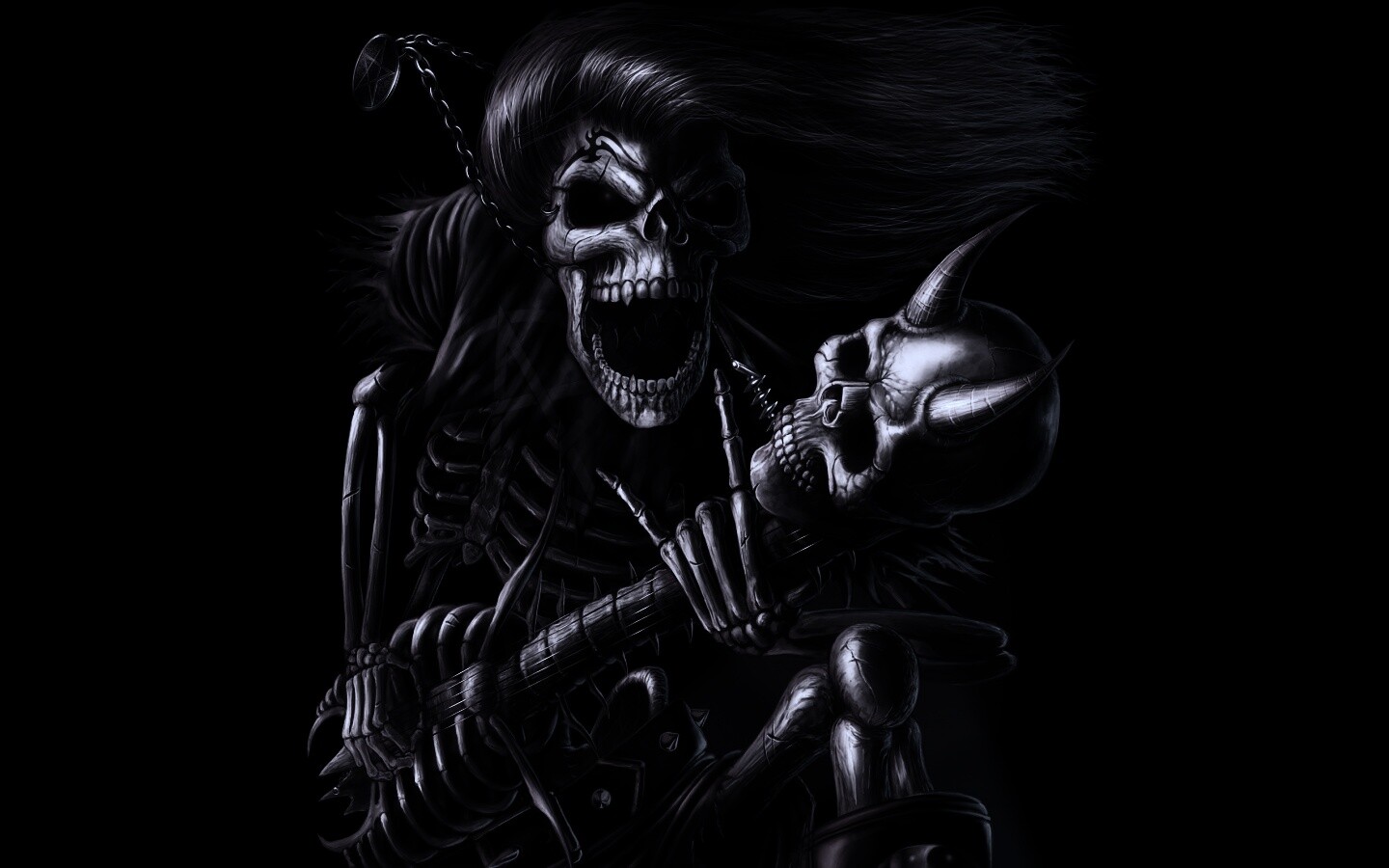 Скелет играет на скелет-гитары обои