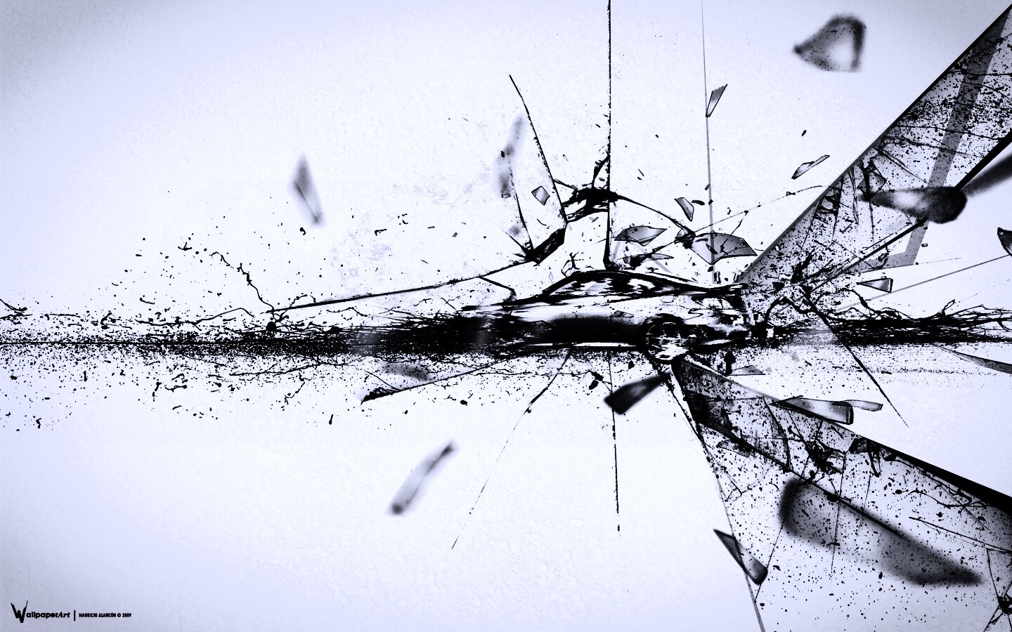 Летящие осколки обои