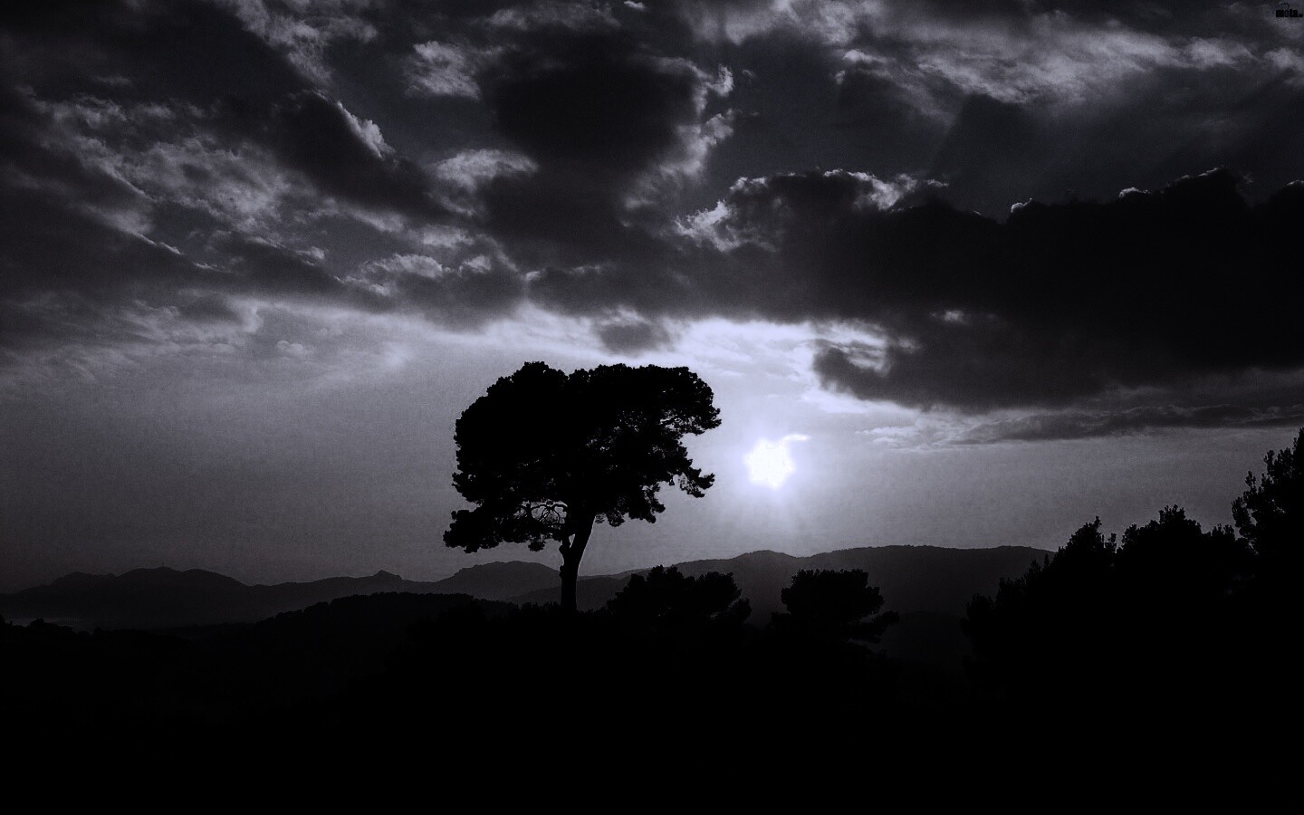 Закат над холмами обои