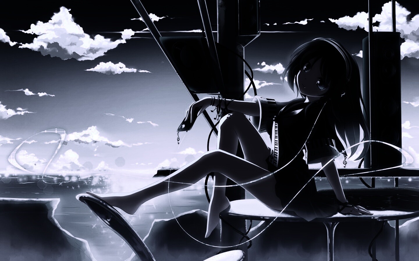 Девочка с плеером обои