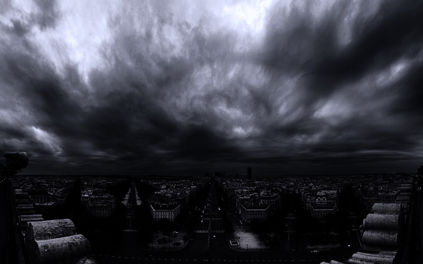 Париж широкоугольным объективном обои