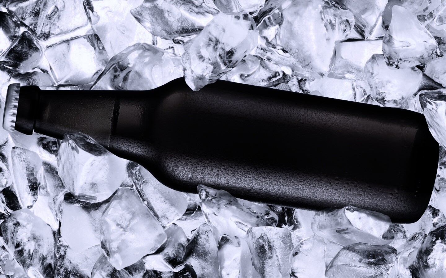 Бутылка пива во льду обои