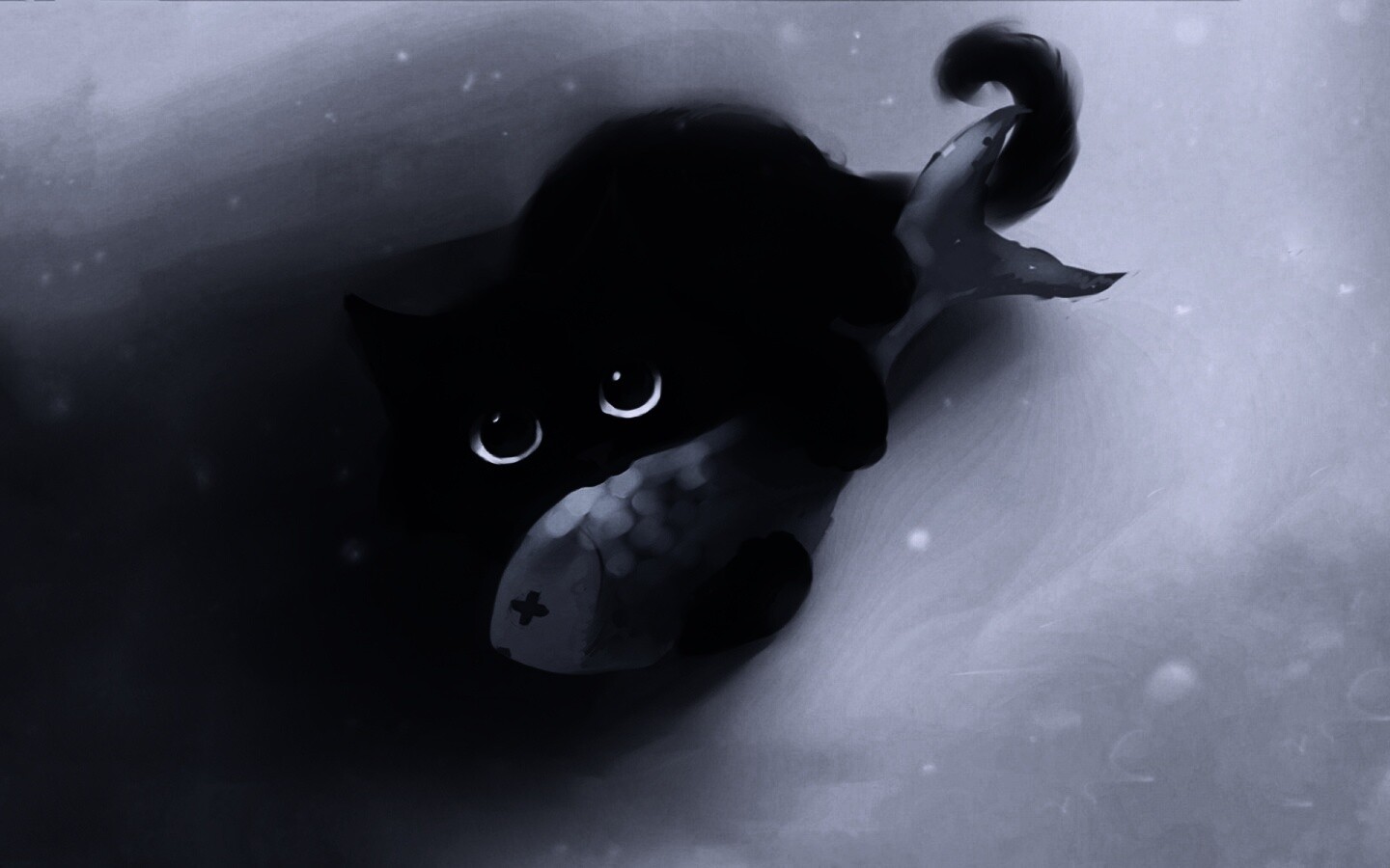 Кот с рыбкой обои