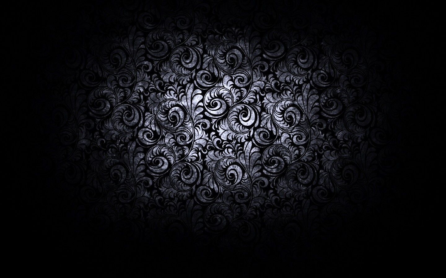 Черный фон с узорами и завитками обои