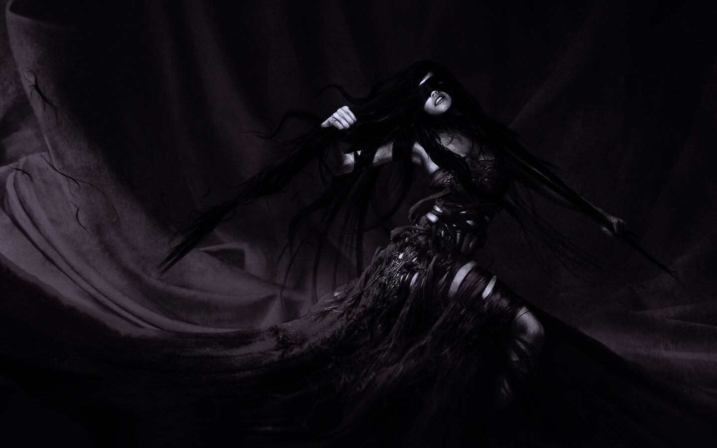 Девушка в красной мантии обои