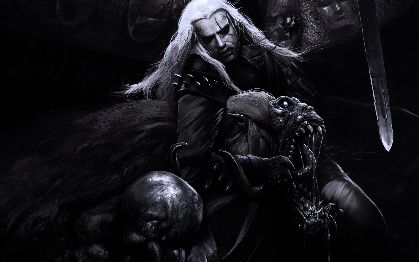 Ведьмак и монстр обои