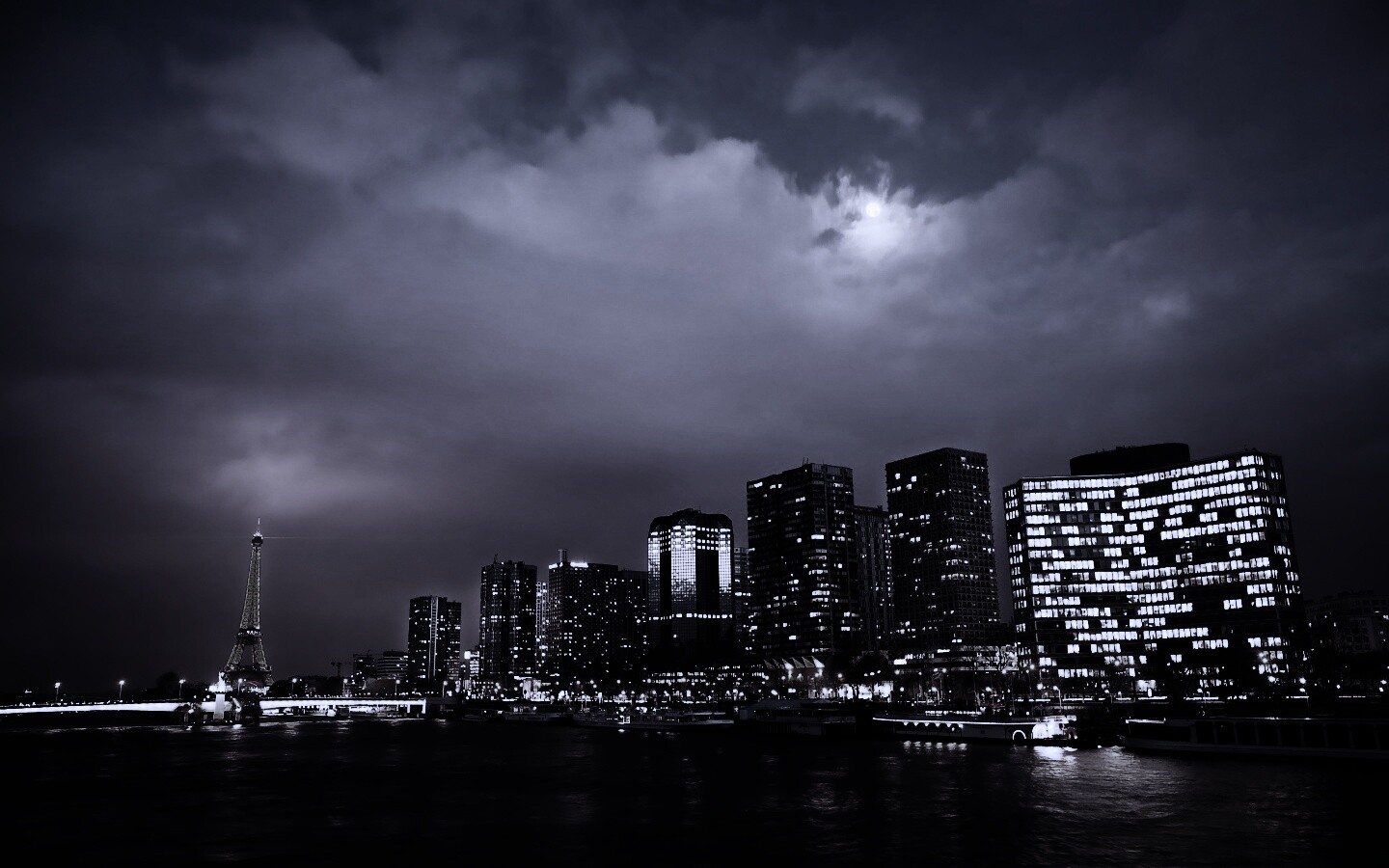 Вид на ночной Париж обои