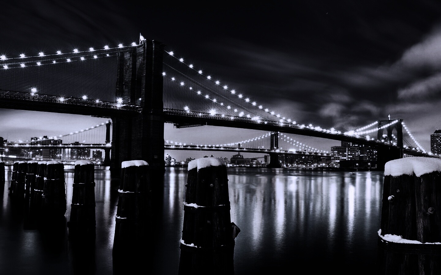Бруклинский мост зимой HDR обои
