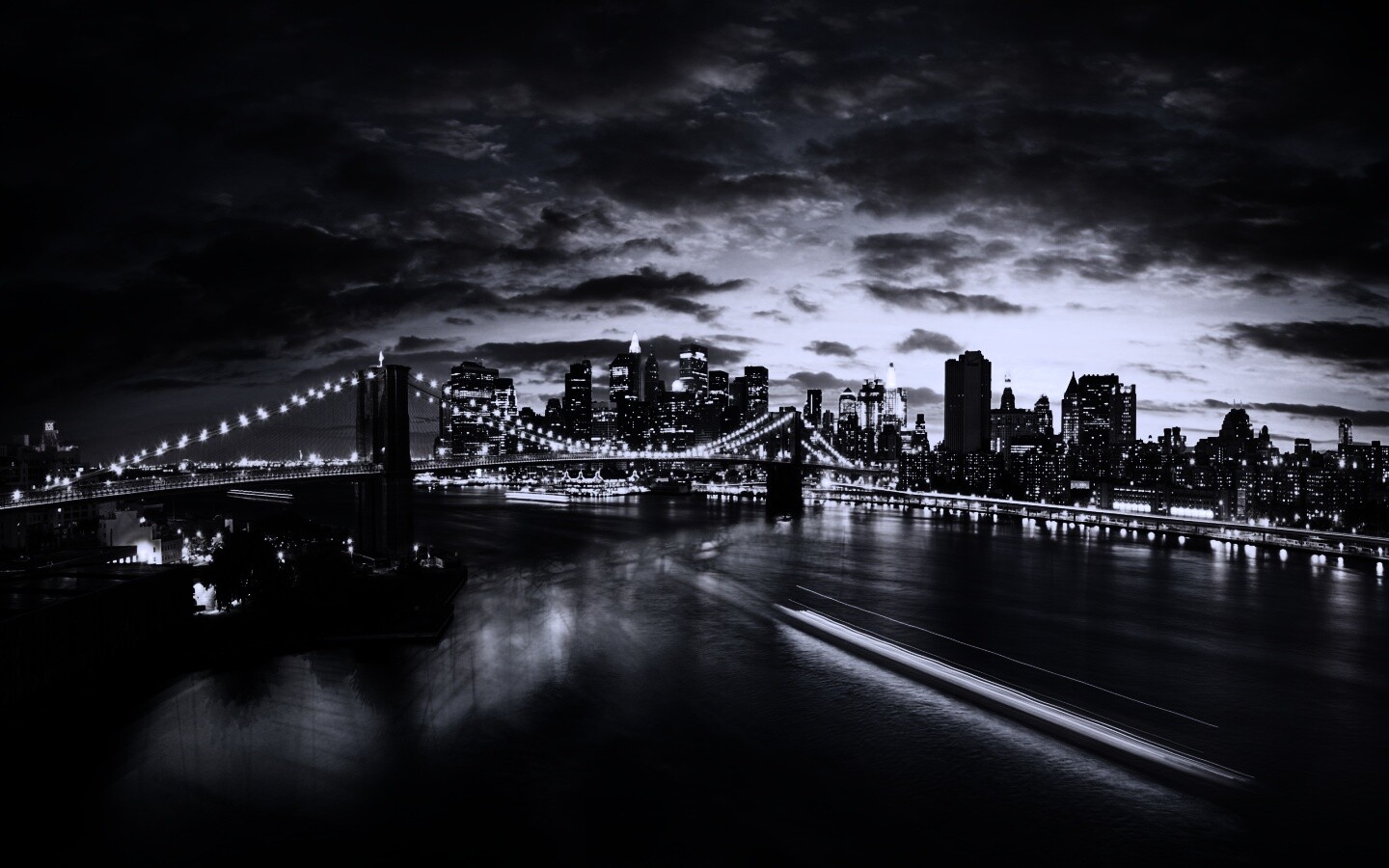 Мост в Нью-Йорке ночью обои