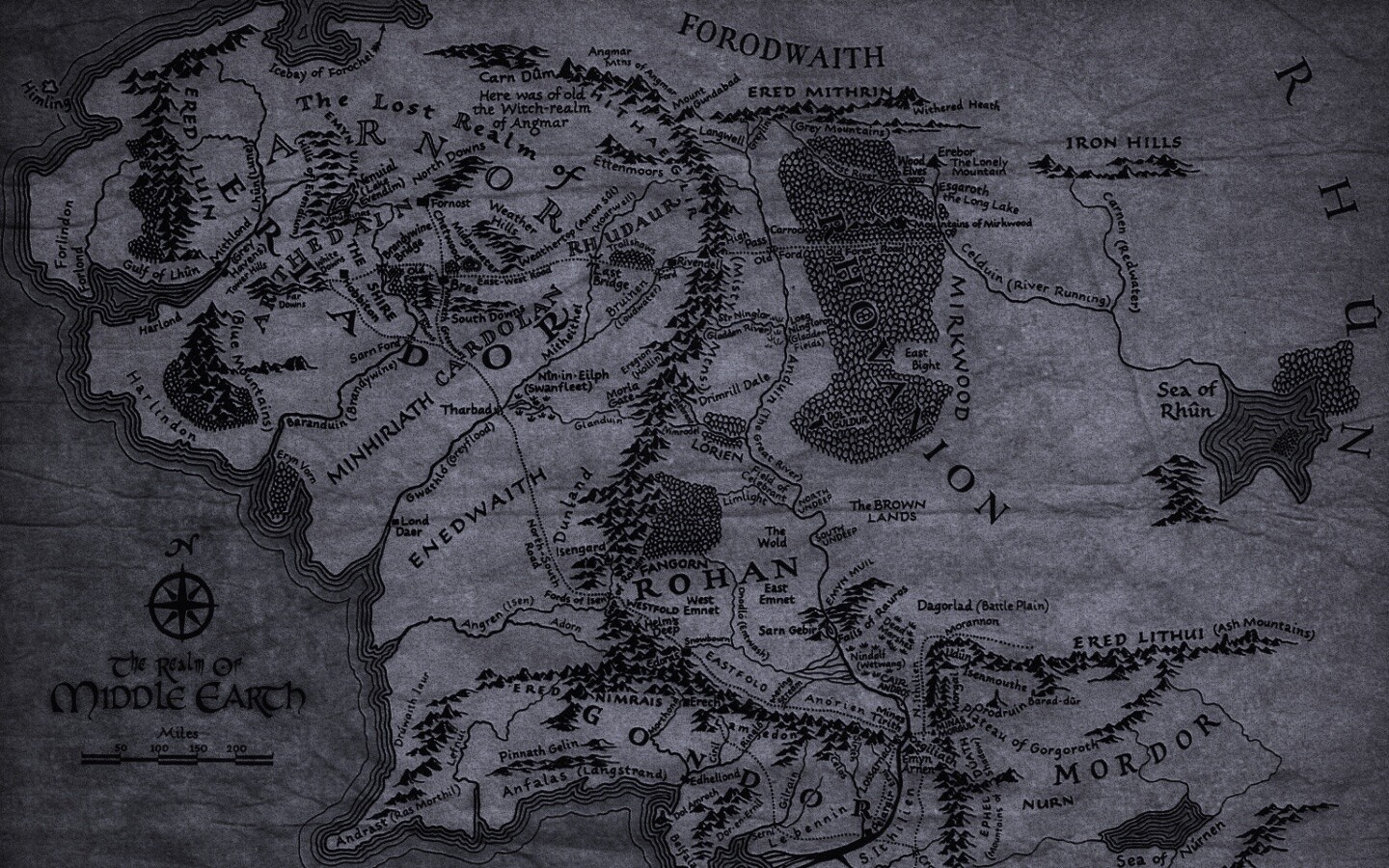 Карта Средиземья обои