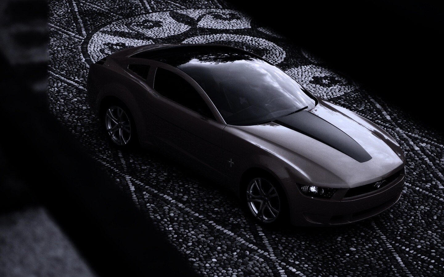 Оранжевый мустанг обои