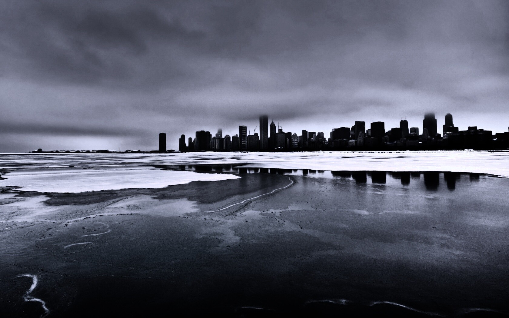 Зимний город обои