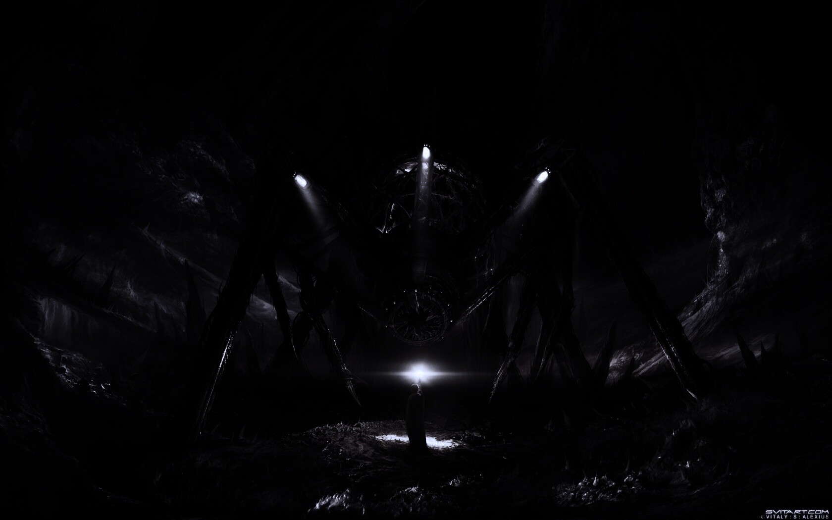 Свет против механического монстра обои