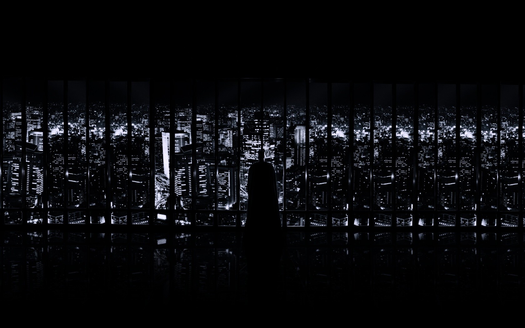 Бэтмен  смотрит на Готем обои