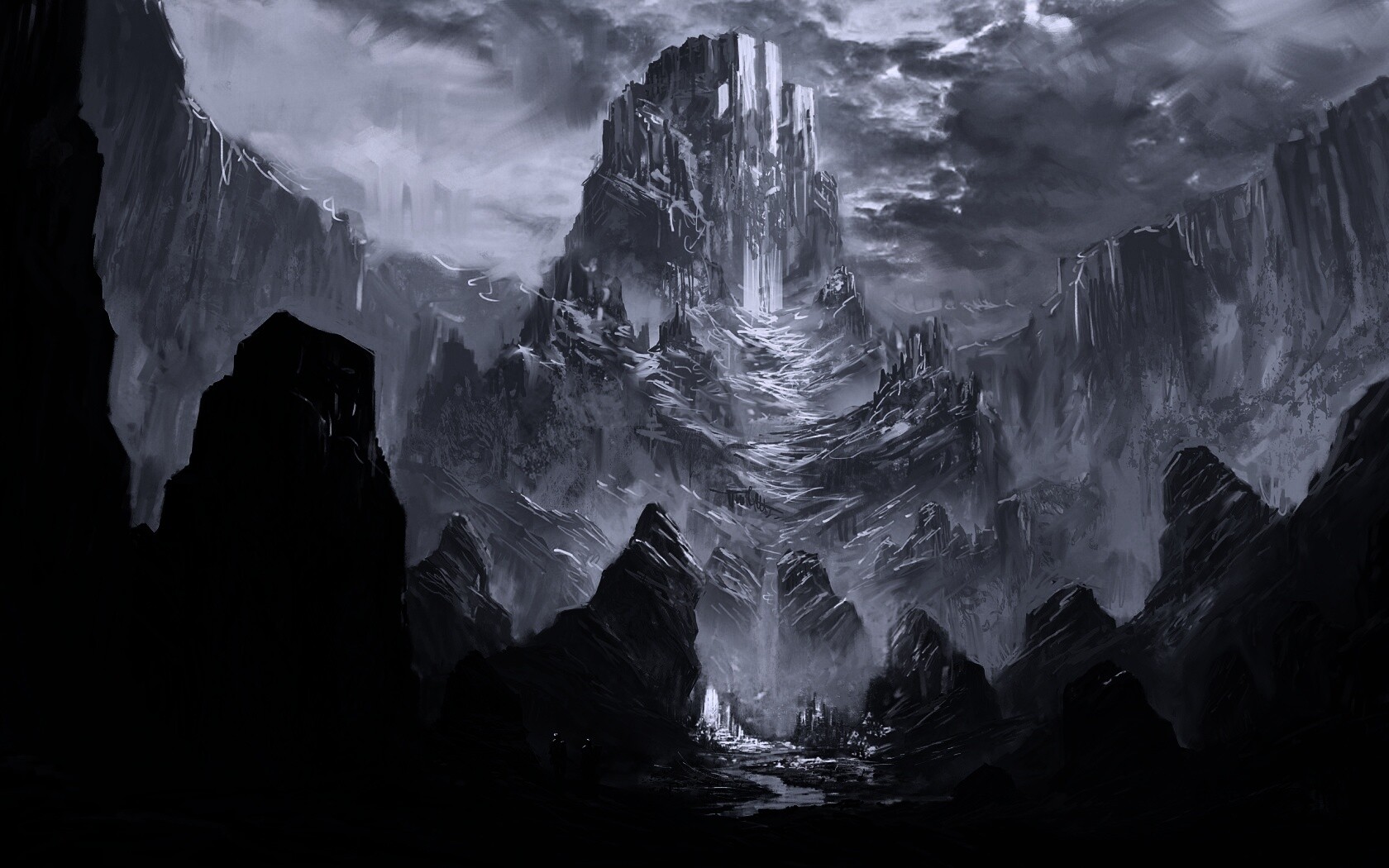 Город в горах обои