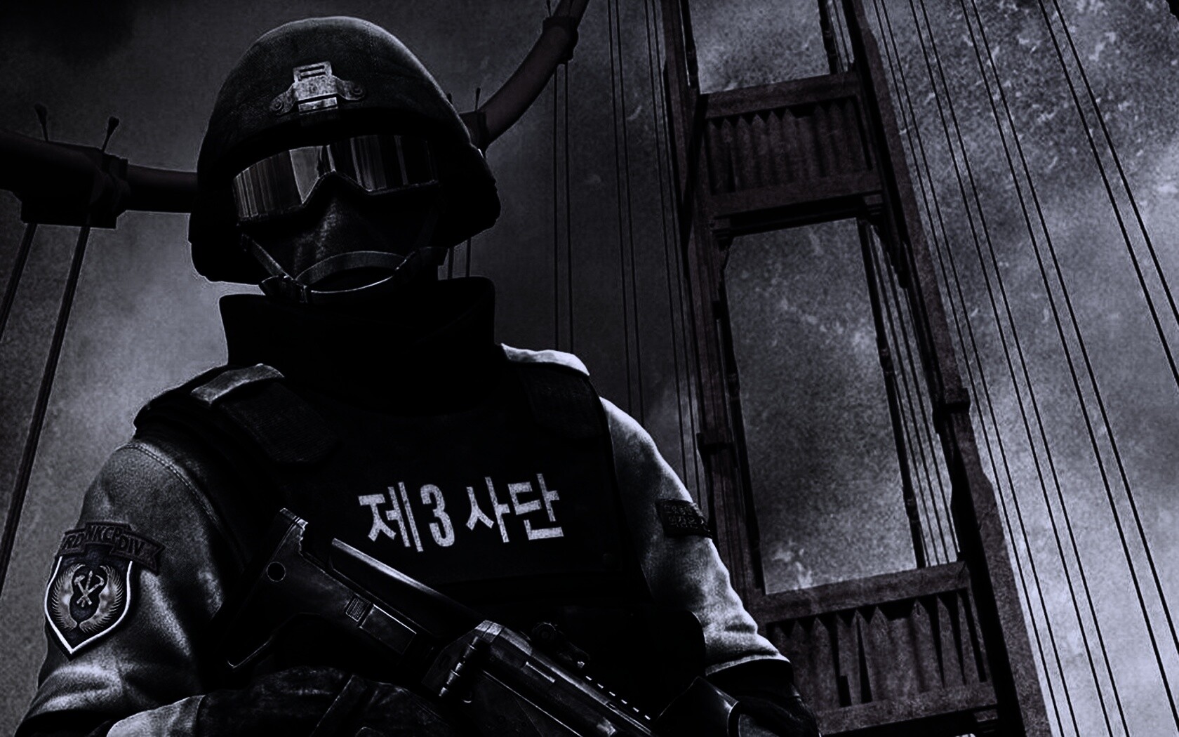 Солдат на мосту Золотые Ворота обои