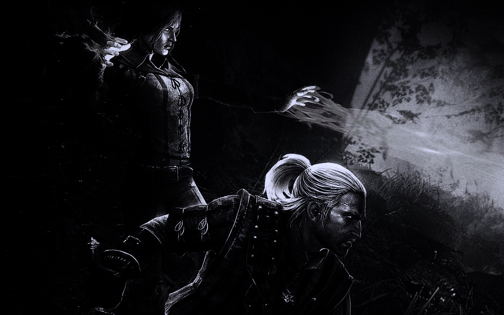 Геральт и Трисс в бою обои