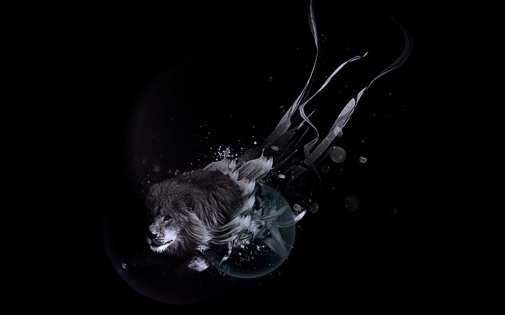 Лев в абстарктой фигне обои