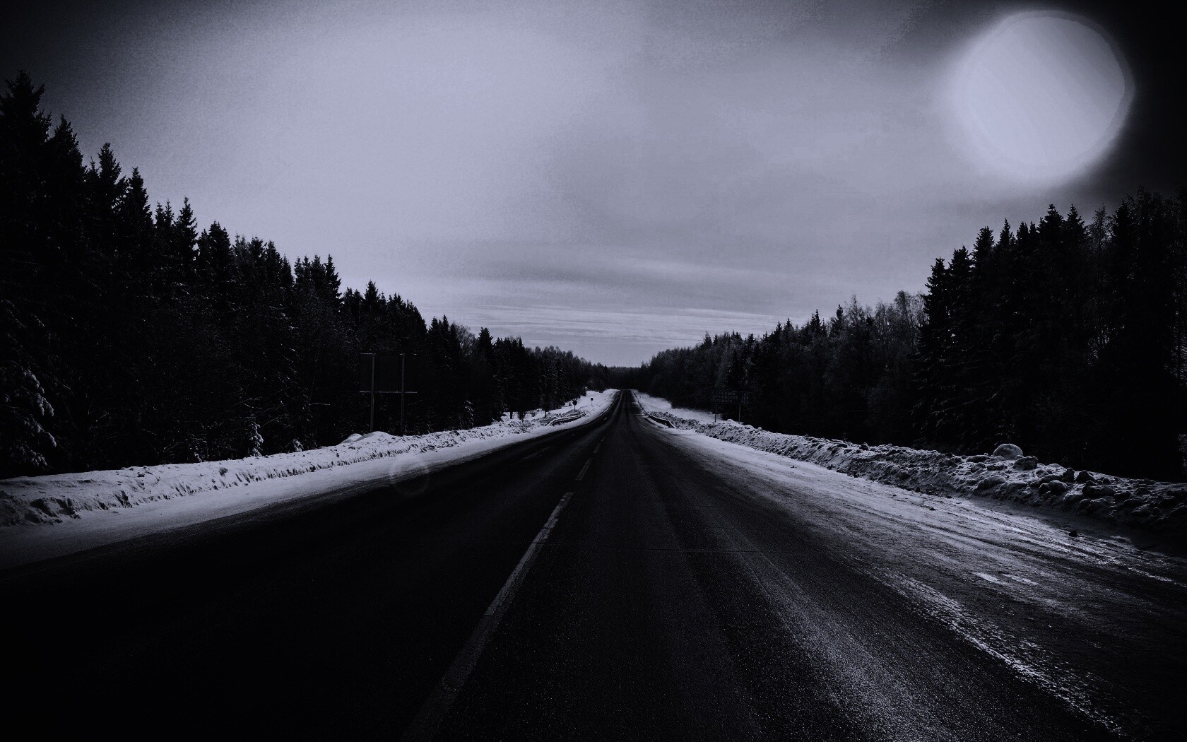 Дальняя дорога зимой обои