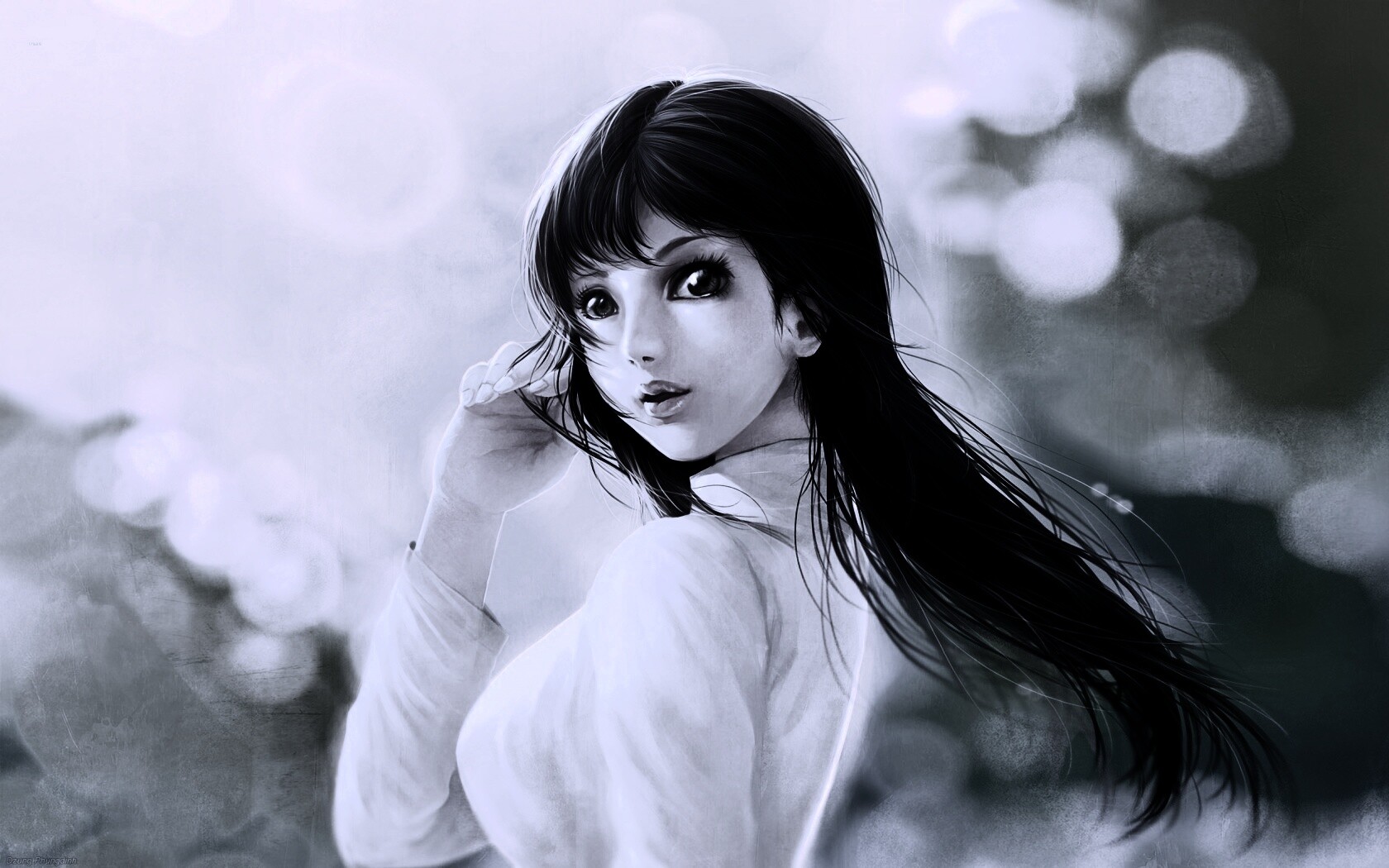 Девушка вполоборота обои