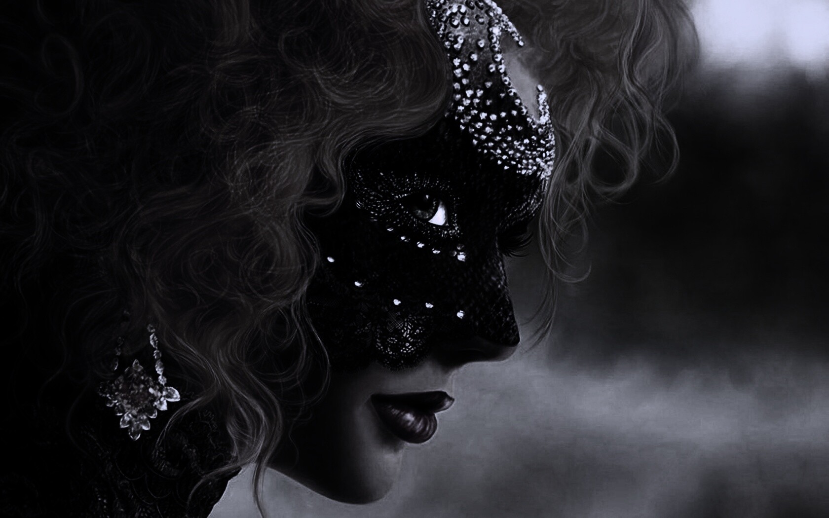 Девушка в карнавальной маске обои