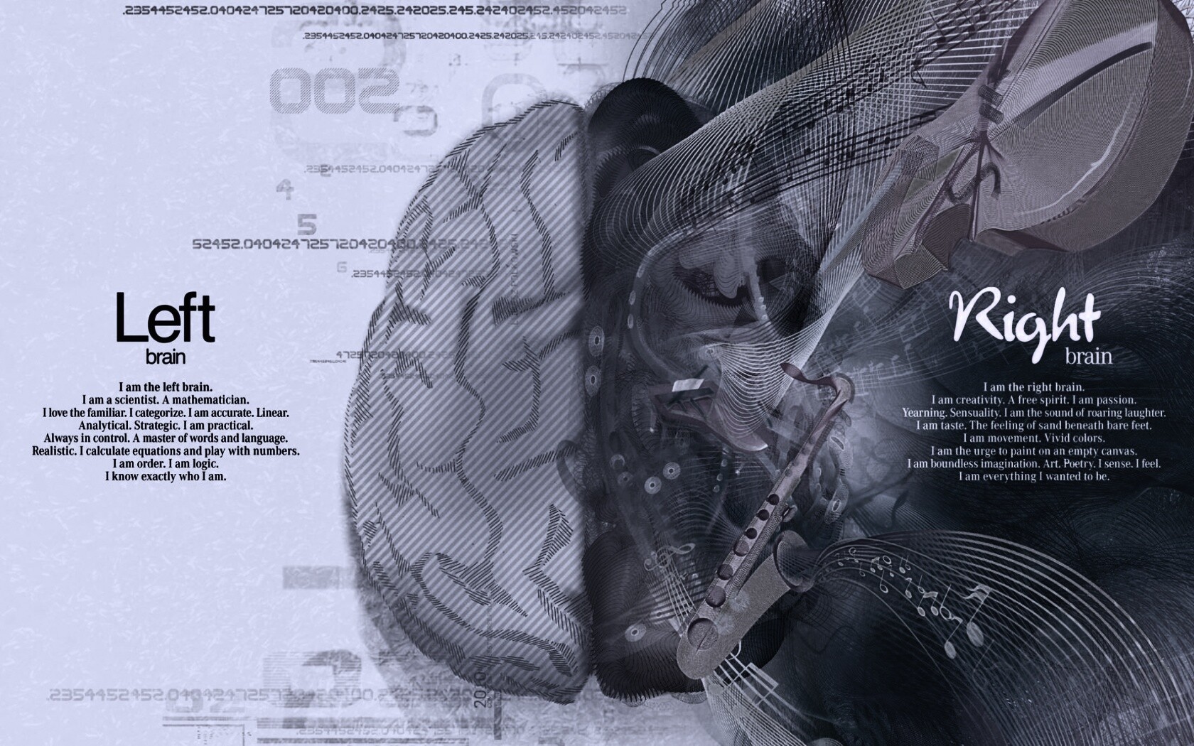 Левая и правая половина мозга обои