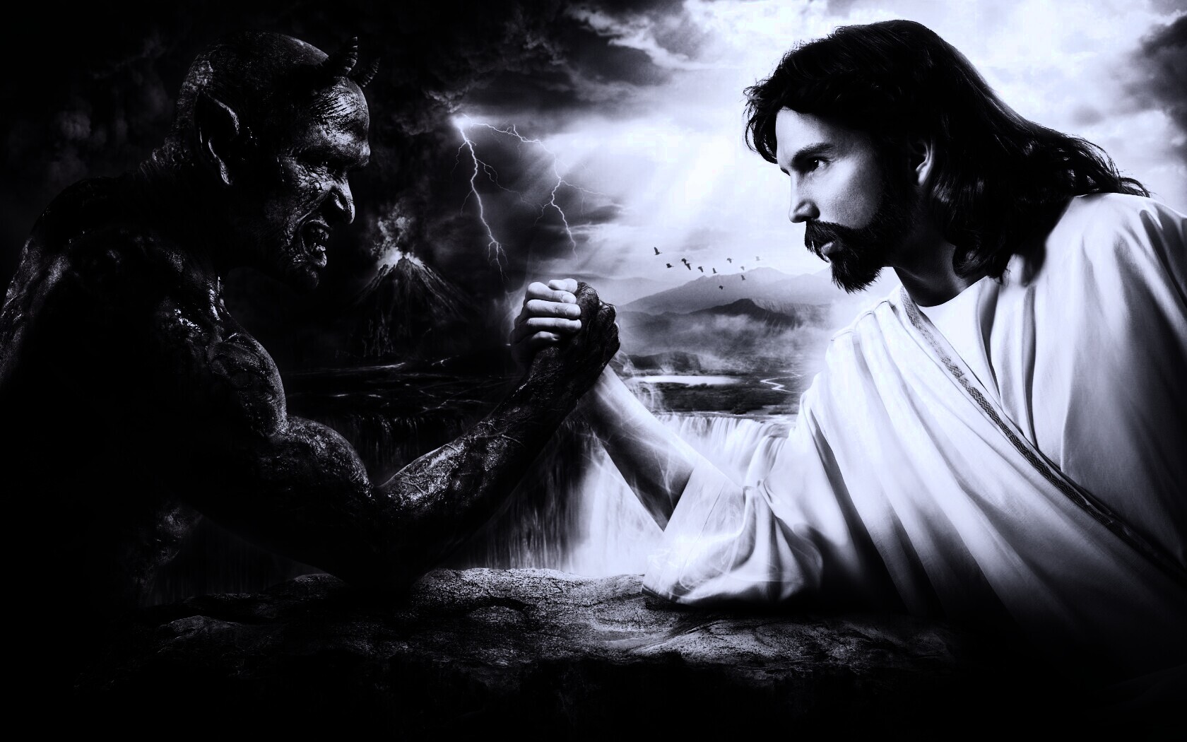 Дьявол против Бога обои