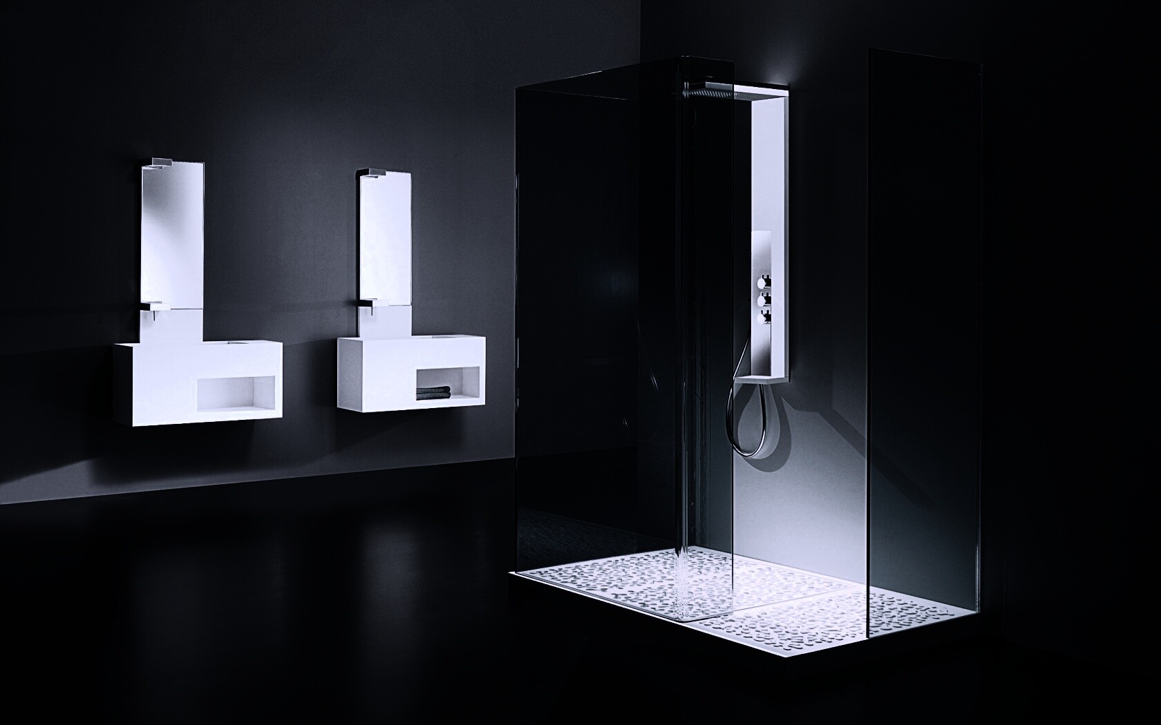 Ванная комната в стиле hi tech обои