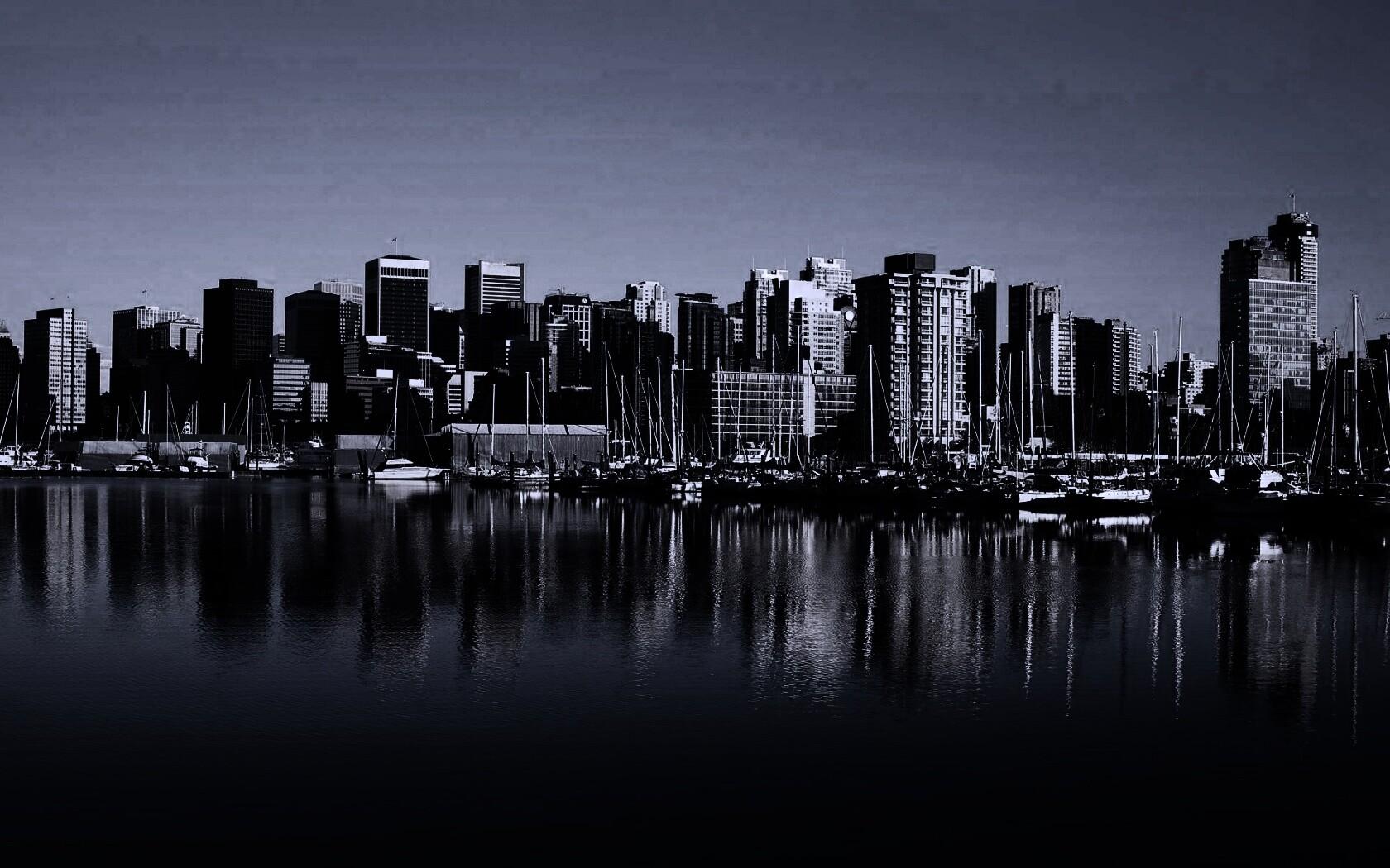 Город у воды обои